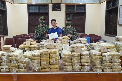 Đối tượng cùng tang vật 227,5kg ma túy do lực lượng đánh án bắt giữ ngày 3/4. (Nguồn: bienphong.com.vn)