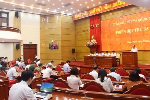 Ủy ban Bầu cử tỉnh Quảng Ninh họp phiên thứ 3. (Nguồn: baoquangninh.com.vn)