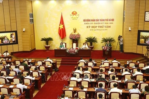 Quang cảnh một phiên họp Hội đồng Nhân dân thành phố Hà Nội. (Ảnh: TTXVN)