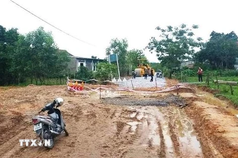 Hiện trường nơi xảy ra vụ đuối nước thương tâm tại huyện Tuyên Hóa, Quảng Bình. (Ảnh: TTXVN phát)