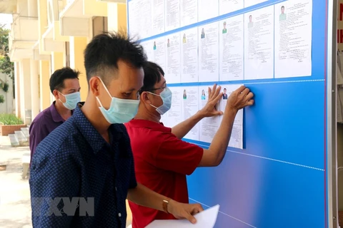 Danh sách người ứng cử đã được niêm yết tại xã Tam Thanh để cử tri tiện theo dõi. (Ảnh: Nguyễn Thanh/TTXVN)