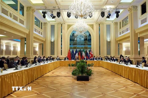 Toàn cảnh cuộc đàm phán giữa đại diện Nga, Trung Quốc, Đức, Pháp, Anh và Iran về thỏa thuận hạt nhân Kế hoạch hành động chung toàn diện (JCPOA) tại Vienna, Áo ngày 19/5. (Ảnh: THX/TTXVN)