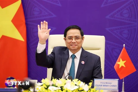 Thủ tướng Chính phủ Phạm Minh Chính tham dự Hội nghị Thượng đỉnh Đối tác về Tăng trưởng xanh và Mục tiêu toàn cầu 2030. (Ảnh: Dương Giang/TTXVN)