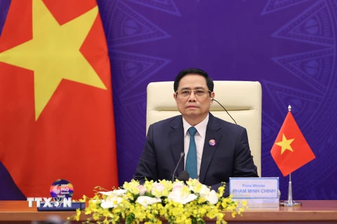 Thủ tướng Chính phủ Phạm Minh Chính tham dự Hội nghị Thượng đỉnh Đối tác về Tăng trưởng xanh và Mục tiêu toàn cầu 2030. (Ảnh: Dương Giang/TTXVN)