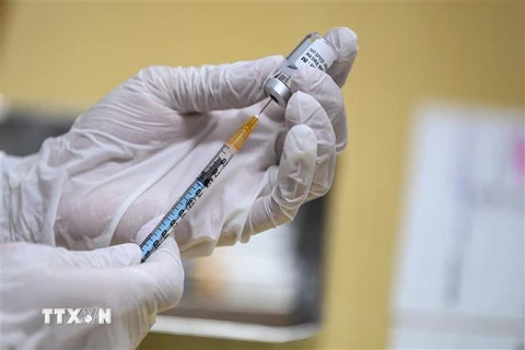 Nhân viên y tế chuẩn bị tiêm vaccine phòng COVID-19 của hãng Pfizer. (Ảnh: AFP/TTXVN)
