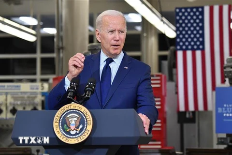 Tổng thống Mỹ Joe Biden phát biểu tại Cleveland, Ohio. (Ảnh: AFP/TTXVN)
