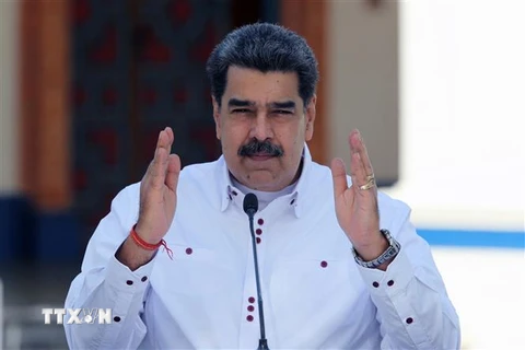Tổng thống Venezuela Nicolas Maduro phát biểu tại Caracas. (Ảnh: AFP/TTXVN)