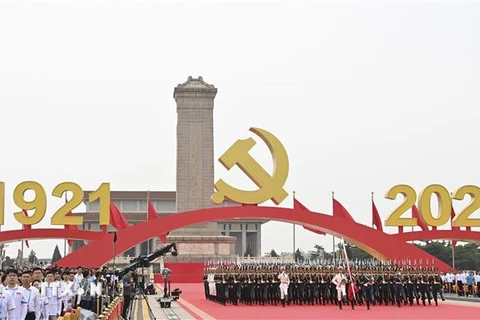 Lễ kỷ niệm 100 năm thành lập Đảng Cộng sản Trung Quốc ở Bắc Kinh. (Ảnh: THX/TTXVN)