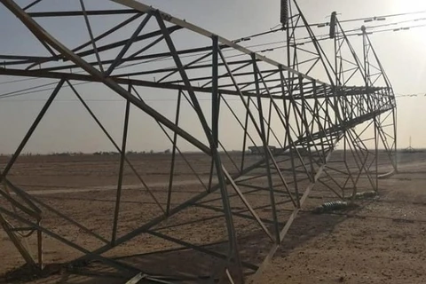 Một tháp truyền tải điện ở Iraq bị phá hoại. (Nguồn: kurdistan24.net)