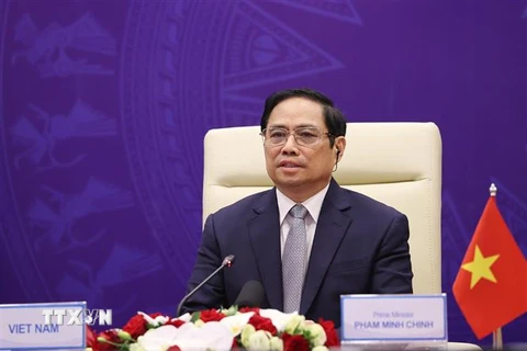 Thủ tướng Phạm Minh Chính phát biểu tại Phiên thảo luận mở Cấp cao của Hội đồng Bảo an Liên hợp quốc. (Ảnh: Dương Giang/TTXVN)