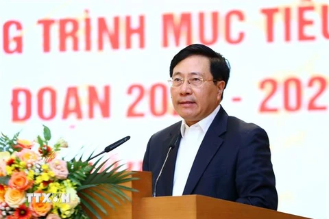 Phó Thủ tướng Thường trực Phạm Bình Minh phát biểu tại hội nghị. (Ảnh: An Đăng/TTXVN)