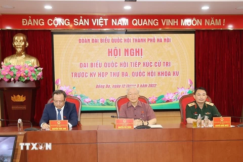 Tổng Bí thư Nguyễn Phú Trọng tại buổi tiếp xúc cử tri. (Ảnh: Trí Dũng/TTXVN)