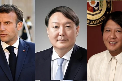 Từ trái qua: Tổng thống Pháp Emmanuel Macron, Tổng thống Hàn Quốc Yoon Suk-yeol, Tổng thống Philippines Ferdinand Marcos Jr. (Nguồn: macaubusiness.com)