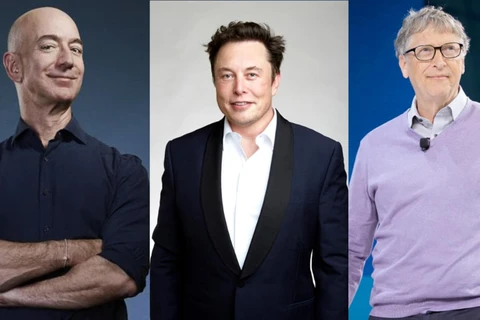 (Từ trái qua) Tỷ phú Jeff Bezos, Elon Musk và Bill Gates. (Nguồn: moneycontrol.com)