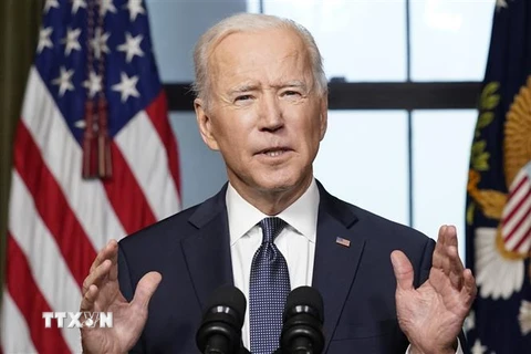 Tổng thống Mỹ Joe Biden phát biểu tại Washington, DC, Mỹ. (Ảnh: AFP/TTXVN)