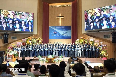 Khai mạc Đại hội đồng Tổng Liên hội Hội thánh Tin lành Việt Nam (miền Nam) lần thứ 48. (Ảnh: Xuân Khu/TTXVN)