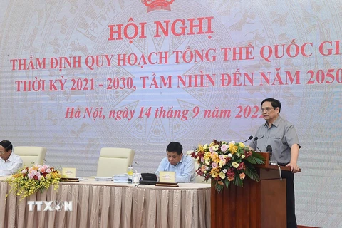 Hình ảnh Thủ tướng Phạm Minh Chính tại hội nghị. Thủ tướng Phạm Minh Chính phát biểu chỉ đạo tại Hội nghị. (Ảnh: Dương Giang/TTXVN)