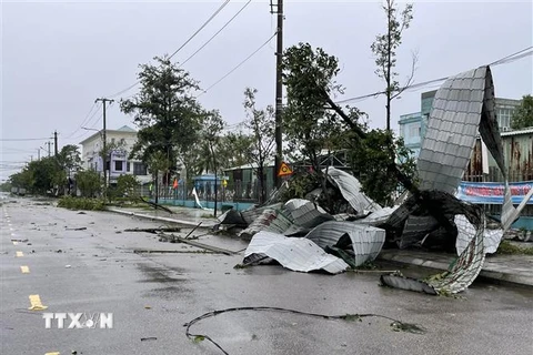 Một số hình ảnh bão số 4 gây ra tại thành phố Tam Kỳ. (Ảnh: Trần Tĩnh/TTXVN)