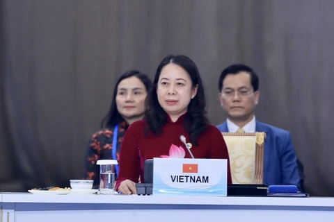 Phó Chủ tịch nước Võ Thị Ánh Xuân phát biểu tại phiên khai mạc hội nghị. (Ảnh: Lâm Khánh/TTXVN)