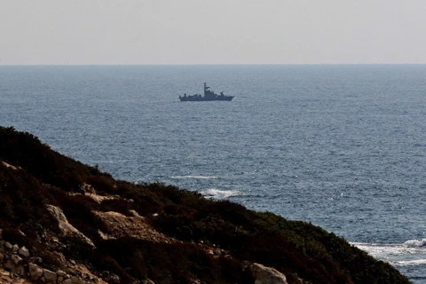 Tàu Hải quân Israel tuần tra trên biển Địa Trung Hải ở biên giới hàng hải giữa Israel và Liban. (Nguồn: AFP)