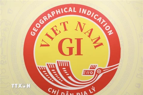 Biểu trưng chỉ dẫn địa lý quốc gia Việt Nam. (Ảnh: Hoàng Hiếu/TTXVN)
