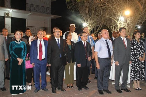 Các đại biểu tại Lễ kỷ niệm 60 năm Ngày thiết lập quan hệ ngoại giao Việt Nam-Algeria tại thủ đô Algiers. (Ảnh: Huỳnh Khánh/TTXVN)