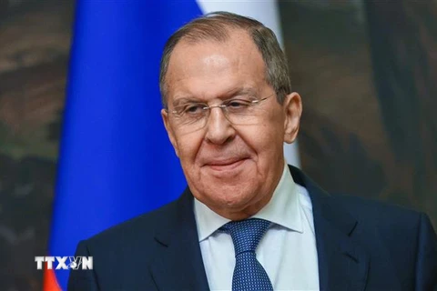 Ngoại trưởng Nga Sergei Lavrov tại một cuộc họp báo ở Moskva, Nga. (Ảnh: AFP/TTXVN)