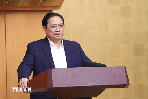 Thủ tướng Phạm Minh Chính phát biểu kết luận. (Ảnh: Dương Giang/TTXVN)