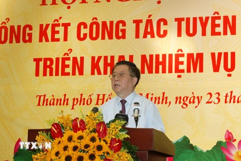 Ông Nguyễn Trọng Nghĩa, Bí thư Trung ương Đảng, Trưởng Ban Tuyên giáo Trung ương phát biểu tại Hội nghị. (Ảnh: Thanh Vũ/TTXVN)
