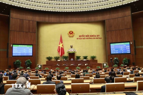 Quốc hội biểu quyết thông qua Nghị quyết bầu chức danh Phó Thủ tướng Chính phủ nhiệm kỳ 2021-2026. (Ảnh: Doãn Tấn/TTXVN)