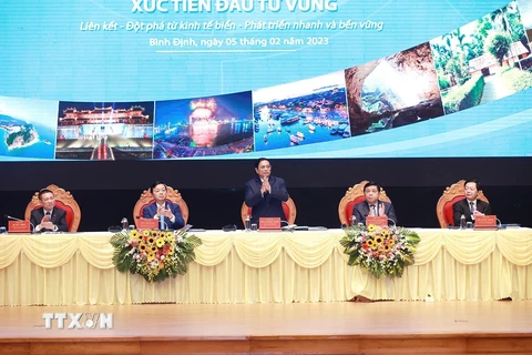 Thủ tướng Phạm Minh Chính chủ trì Hội nghị. (Ảnh: Dương Giang/TTXVN)