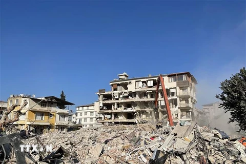 Khu vực hứng chịu động đất tại Antakya, thủ phủ tỉnh Hatay. (Ảnh: Hải Linh/TTXVN)