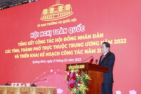 Phó Chủ tịch Thường trực Quốc hội Trần Thanh Mẫn phát biểu khai mạc hội nghị. (Ảnh: Doãn Tấn/TTXVN)