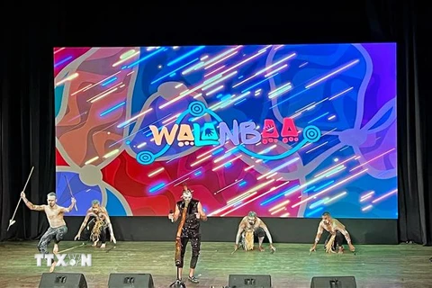 Phần trình diễn đặc sắc của nghệ sỹ Mitch Tambo mang tên Walanbaa. (Ảnh: Thu Hương/TTXVN)