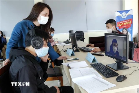 Người lao động tham gia Phiên giao dịch việc làm online. (Ảnh: Đồng Thúy/TTXVN)