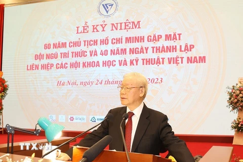 Tổng Bí thư Nguyễn Phú Trọng phát biểu. (Ảnh: Trí Dũng/TTXVN)