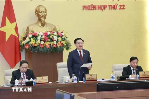 Chủ tịch Quốc hội Vương Đình Huệ phát biểu khai mạc Phiên họp thứ 22 Ủy ban Thường vụ Quốc hội. (Ảnh: Doãn Tấn/TTXVN)