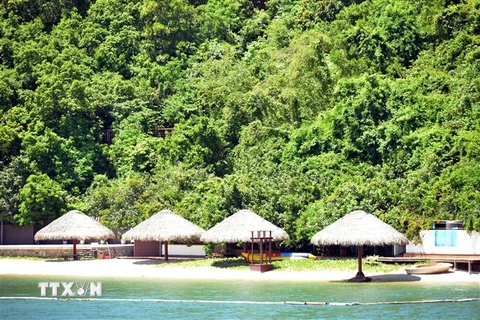 Khu vực bãi tắm trên đảo Soi Sim, nước trong xanh, bãi thoải, được du khách yêu thích nhưng đang tạm dừng hoạt động vì vướng mắc đến thủ tục đầu tư. (Ảnh: Thanh Vân/TTXVN)