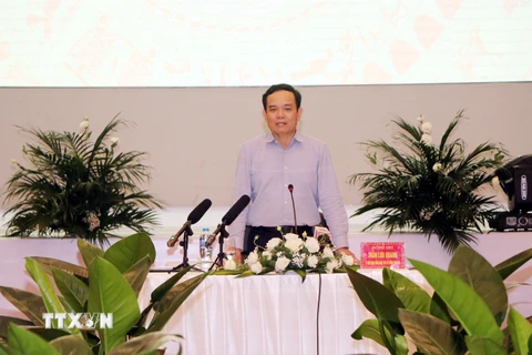 Phó Thủ tướng Chính phủ Trần Lưu Quang phát biểu tại buổi làm việc. (Ảnh: Mạnh Tú/TTXVN)