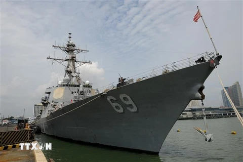 Tàu khu trục USS Milius DDG69. (Ảnh: AFP/TTXVN)