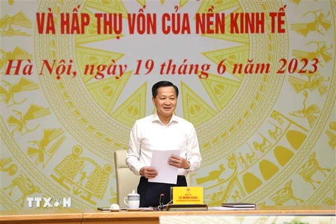 Phó Thủ tướng Lê Minh Khái phát biểu chỉ đạo. (Ảnh: An Đăng/TTXVN)