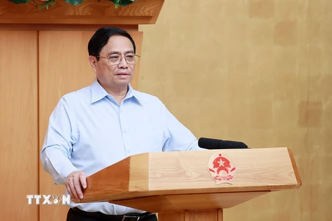 Thủ tướng Phạm Minh Chính chủ trì Phiên họp Chính phủ thường kỳ tháng 7/2023. (Ảnh: Dương Giang/TTXVN)
