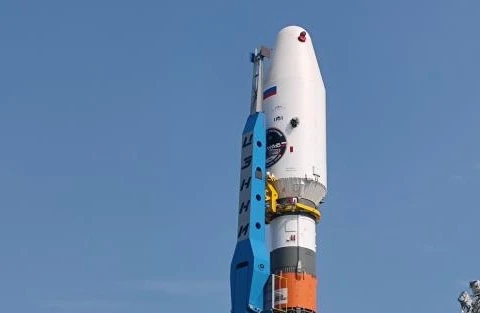 Tên lửa Soyuz mang theo tàu Luna-25 tại sân bay vũ trụ Vostochny. (Nguồn: AFP)