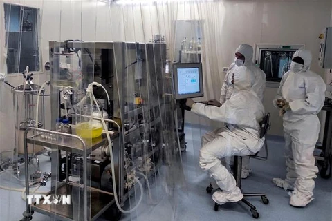 Nhân viên y tế Cuba làm việc tại một phòng thí nghiệm. (Ảnh: AFP/TTXVN)