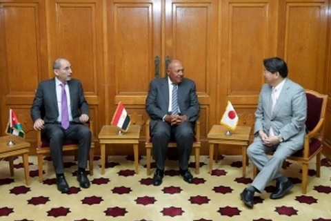 Tham vấn ba bên Ai Cập, Jordan, Nhật Bản. (Nguồn: Bộ Ngoại giao Nhật Bản)