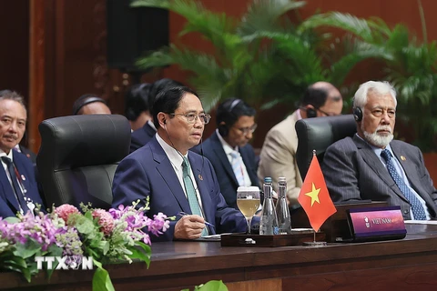 Thủ tướng Phạm Minh Chính dự Hội nghị Cấp cao ASEAN-Hàn Quốc lần thứ 24. (Ảnh: Dương Giang/TTXVN)