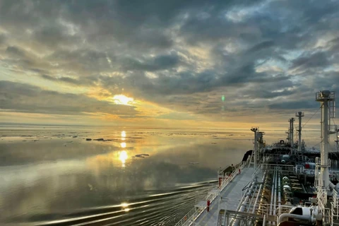 Tàu Velikiy Novgorod chở khí đốt tự nhiên hóa lỏng tới Trung Quốc. (Nguồn: Gazprom)