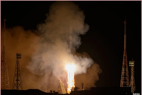 Tàu Soyuz MS-24 được phóng từ Sân bay Vũ trụ Baikonur. (Nguồn: NASA)