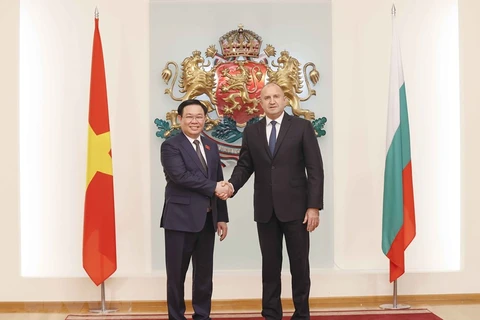Chủ tịch Quốc hội Vương Đình Huệ hội kiến Tổng thống Bulgaria Rumen Radev. (Ảnh: Doãn Tấn/TTXVN)