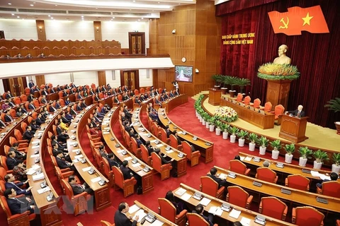 Toàn cảnh bế mạc Hội nghị lần thứ tám Ban Chấp hành Trung ương Đảng Cộng sản Việt Nam khóa XIII. (Ảnh: Trí Dũng/TTXVN)